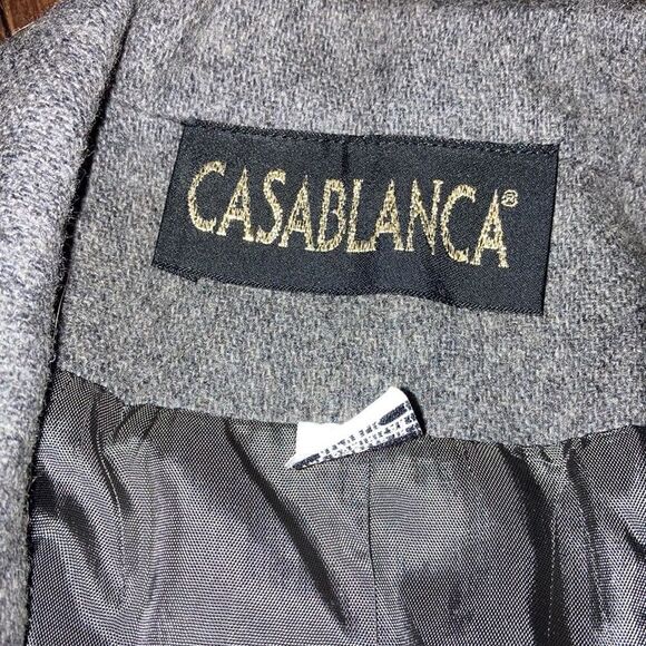 Vintage Casablanca Size 12 Gray 100% Pure Wool Blazer - Picture 3 of 4